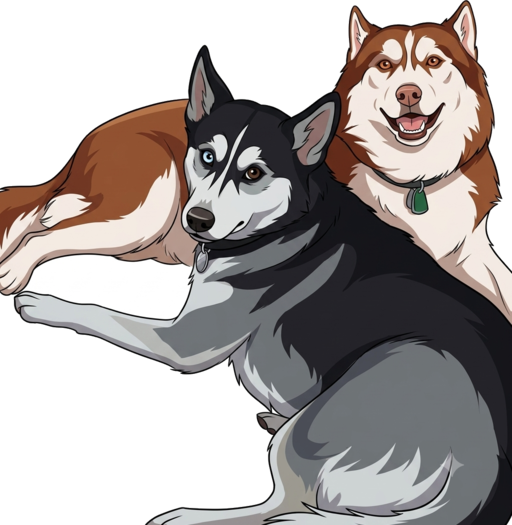 Pack of Huskies Software — two Siberian huskies